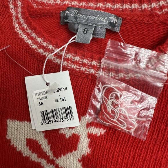 New! Bonpoint Red Lizard Wool Blend Sweater - Picture 3 of 6